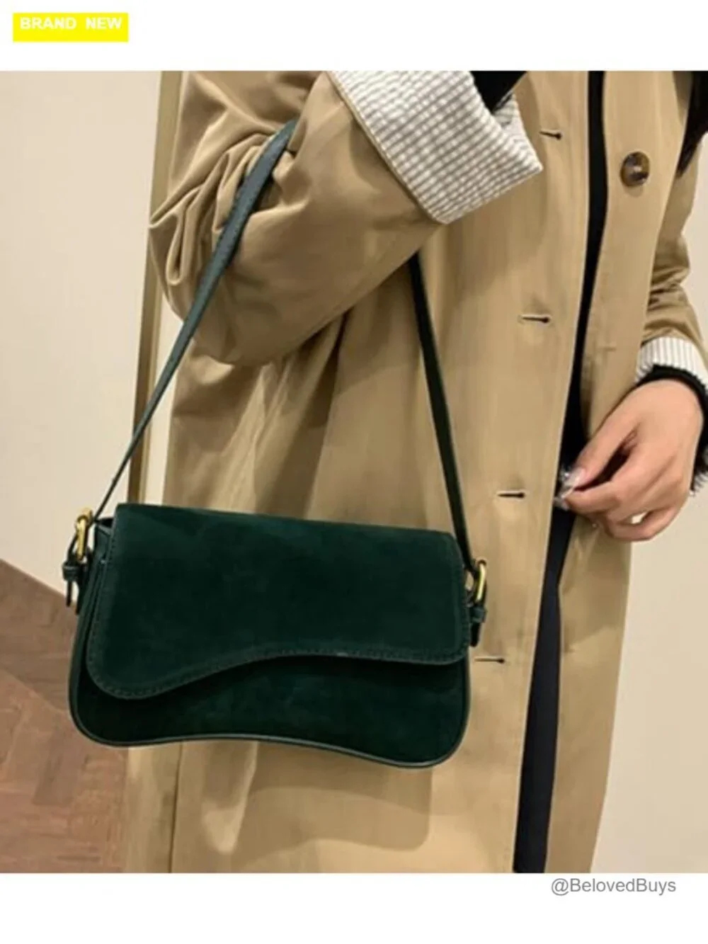 Suede Hobo Shoulder Bag Crossbody Tote Handbag Retro Winter Fall Work Travel